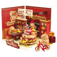 JAKi 佳奇 迷你小鎮 水豚漢堡店 相容積木 FK021, 混合顏色, 1個