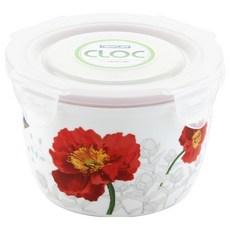 NEOFLAM CLOC系列陶瓷圓形保鮮盒 紅花 550ml, 1個, 1個裝