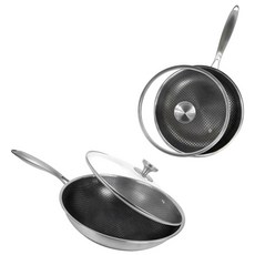 SILWA 西華 電磁爐適用316複合金蜂巢雙鍋組, 1套, 炒鍋 + 平底鍋, 銀色