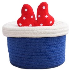 JOYMULTI 迷你蝴蝶結布繩尿布籃, 藍白色