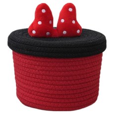 JOYMULTI 迷你蝴蝶結布繩尿布籃, 紅黑色