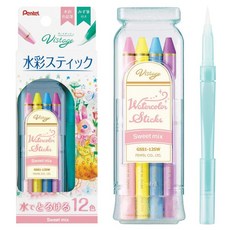 Pentel 飛龍文具 Vistage 水彩棒 甜美色彩 GSS1-12SW + 水筆套組, 1套, 12色