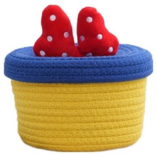 JOYMULTI 迷你蝴蝶結布繩尿布籃, 黃藍色