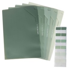 영오 그라데이션 L홀더 A4 5종 + 인덱스 스티커 120p 세트, 그린, 1세트