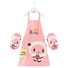 ARTJOY 兒童美術圍裙袖套組, 綿羊粉