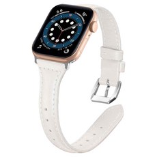 Mozoree Apple Watch 相容纖薄皮革錶帶, 1個, 白色