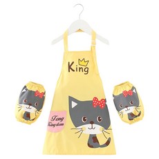 ARTJOY 兒童美術圍裙袖套組, 貓咪 黃色