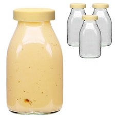 Mirkorea Hexa 矽膠蓋復古玻璃牛奶瓶 奶油色, 4個, 520ml