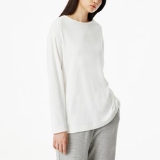 JAJU 여성용 코튼 립 루즈핏 파자마 티셔츠