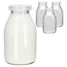 mir Hexa 矽膠蓋復古玻璃牛奶瓶 + 按扣蓋套組, 4套, 520ml