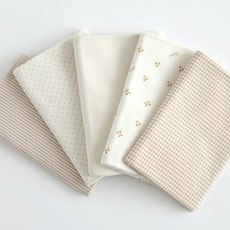 Lily Fabric 雙面針織有機棉5件組, 棕色