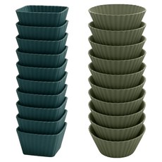 Stack-it 矽膠烘焙瑪芬模具 方形10入 + 圓形10入 套組, 混色, 1套