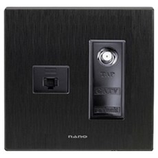 nano 電氣 Art2 簡約雙孔 CATV+8P 嵌入式模組 全黑, 1個