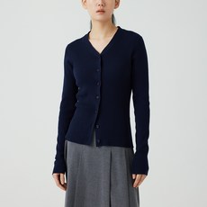 JAJU 女款羅紋V領針織開襟衫