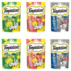 Temptations 喵愛餡 貓點心 新口味, 6個, 化毛配方貓薄荷 + 嫩雞及芝士雞肉 + 鮭魚及芝士, 75g