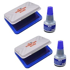 M&G STATIONERY 晨光文具 印台 2入 + 墨水 2入 組, 藍色(印台), 藍色(墨水), 1套