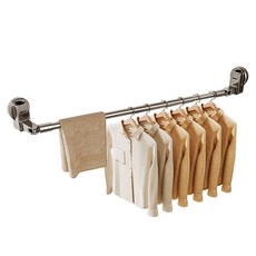 免鑽孔強力吸盤可調節長度折疊式曬衣架, 灰色