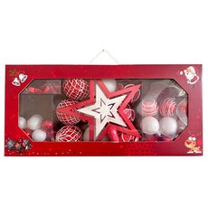 MORIANN 聖誕節聖誕老人禮物盒吊飾 聖誕樹裝飾球 混合 105入組, 紅白色, 1套