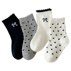 스타도어 유아용 리본 도트 양말 4켤레 세트