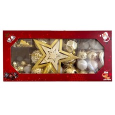 MORIANN 聖誕節聖誕老人禮物盒吊飾 聖誕樹裝飾球 混合 105入組, 金白色, 1套