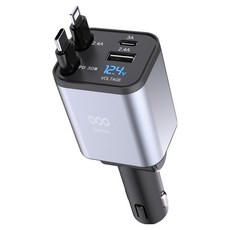 굿밸류 차량용 4in1 릴타입 멀티 고속 충전기, 혼합색상