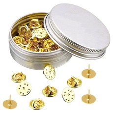 KHOHIMO 萬用固定別針 胸針 DIY 釘針 + 徽章座 50入 附收納盒套組 5W0588, 1個, 金色