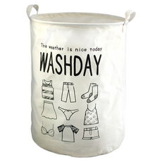KODACHIEF 레트로한 패브릭 빨래바구니, WASHDAY