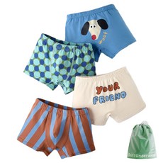 青少年用 你的朋友 學生四角內褲4件組 + 防塵袋套組 N192