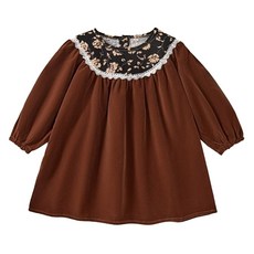 이유몽 아동용 파르엔 플라워 플레어 긴팔 원피스