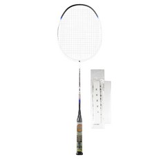 아펙스 722 초경량 풀카본 배드민턴라켓 화이트 딥블루 + 줄작업 화이트 + 케이스 랜덤발송 + 그립 화이트 세트, 1세트