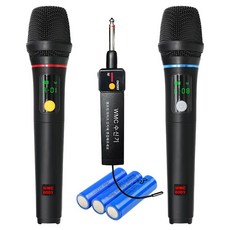 UHF 900MHz 충전식 MIC 무선 마이크 2p, WMC-6001, 블랙
