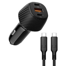Spigen 車用點菸器 Essential 高速充電器套組 ACP09543, 黑色, EV1133