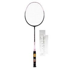apacs 722超輕量全碳羽球拍 黑色 淺粉色+線條加工 白色+球拍套 隨機出貨+握把 白色組, 1套, 單品
