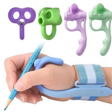 다다 연필 그립 손목 글씨교정기 참조은 세트, 블루(손목교정기), 랜덤발송(손가락교정기 숏, 손가락교정기 롱), 1세트