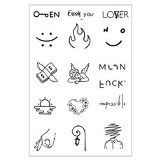 gelluna 半永久手指小型字母花朵圖案插畫漢娜紋身貼紙, 1個, T-222