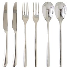 JUST HOME 銀月光 不鏽鋼刀叉匙餐具6件組, 7008, 1套, 刀子 2支 + 叉子 2支 + 湯匙 2支