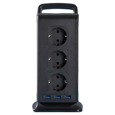 TELLO 塔式15孔延長線 TP-VK3 U12E, 黑色, 1個, 2m