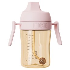 HE OR SHE 牙齒護理吸管學習水杯, 300ml, 粉色, 1個