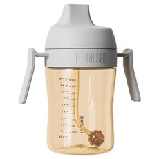 HE OR SHE 牙齒護理吸管學習水杯, 300ml, 灰色, 1個