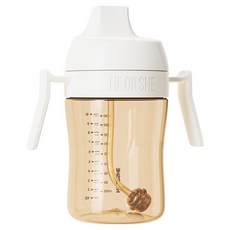 HE OR SHE 牙齒護理吸管學習水杯, 300ml, 白色, 1個