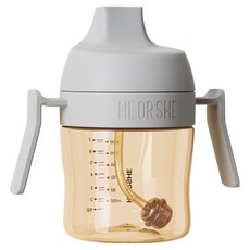 HE OR SHE 牙齒護理吸管學習水杯, 210ml, 灰色, 1個