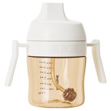 HE OR SHE 牙齒護理吸管學習水杯, 210ml, 白色, 1個