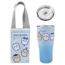 Chiikawa 吉伊卡哇 曲線杯保溫提袋組 10 x 8 x 20.2cm, 藍色, 1套, 900ml