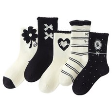 IBboom 黑色蝴蝶結愛心襪子5雙組 F176