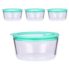 LEBENKUCHEN Breathe 耐熱強化玻璃密封容器, 4個