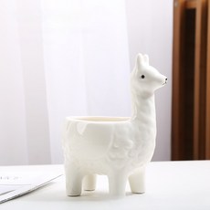 可愛的陶瓷動物花盆, 白色