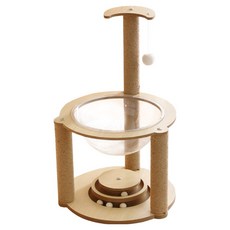 三隻喵貓跳台 轉盤爬架 3層, 1個, 原木色