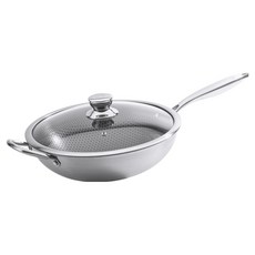 cook power 鍋寶 七層壓鑄不沾鍋316不鏽鋼蜂巢炒鍋 含蓋, 1個, 32cm