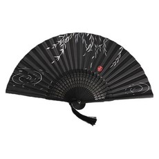 Tideco 高級折疊竹扇, 黑色, 1個