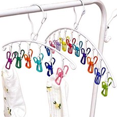 Malltoday 蓬鬆乾爽內衣襪子夾式曬衣架, 2個, 01 彩虹色